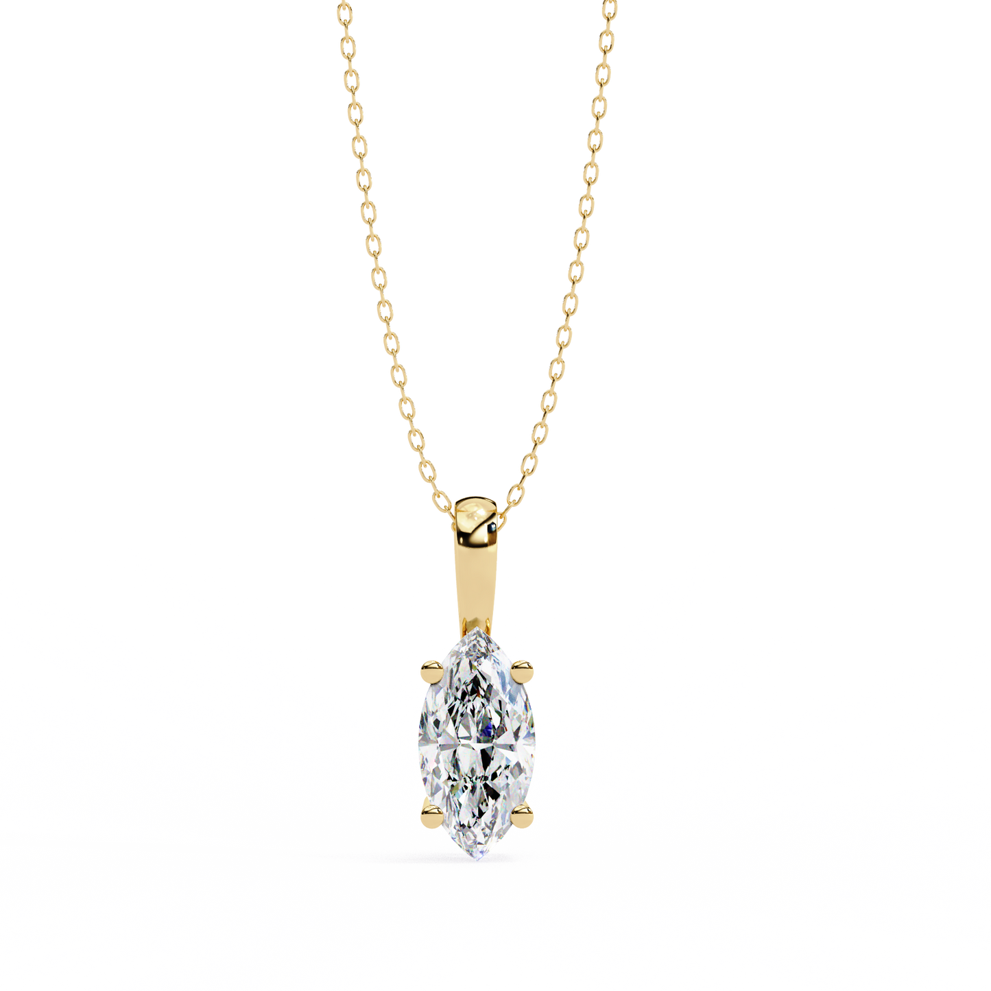 1.15 CT Marquise Cut Lab Grown Diamond Four Prong Pendant