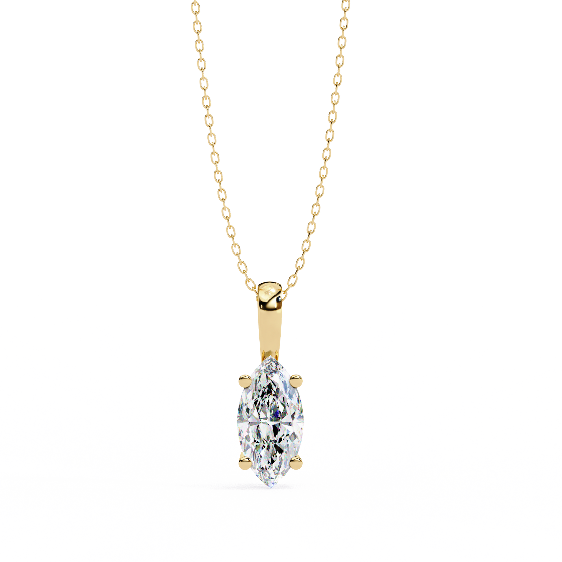 1.15 CT Marquise Cut Lab Grown Diamond Four Prong Pendant