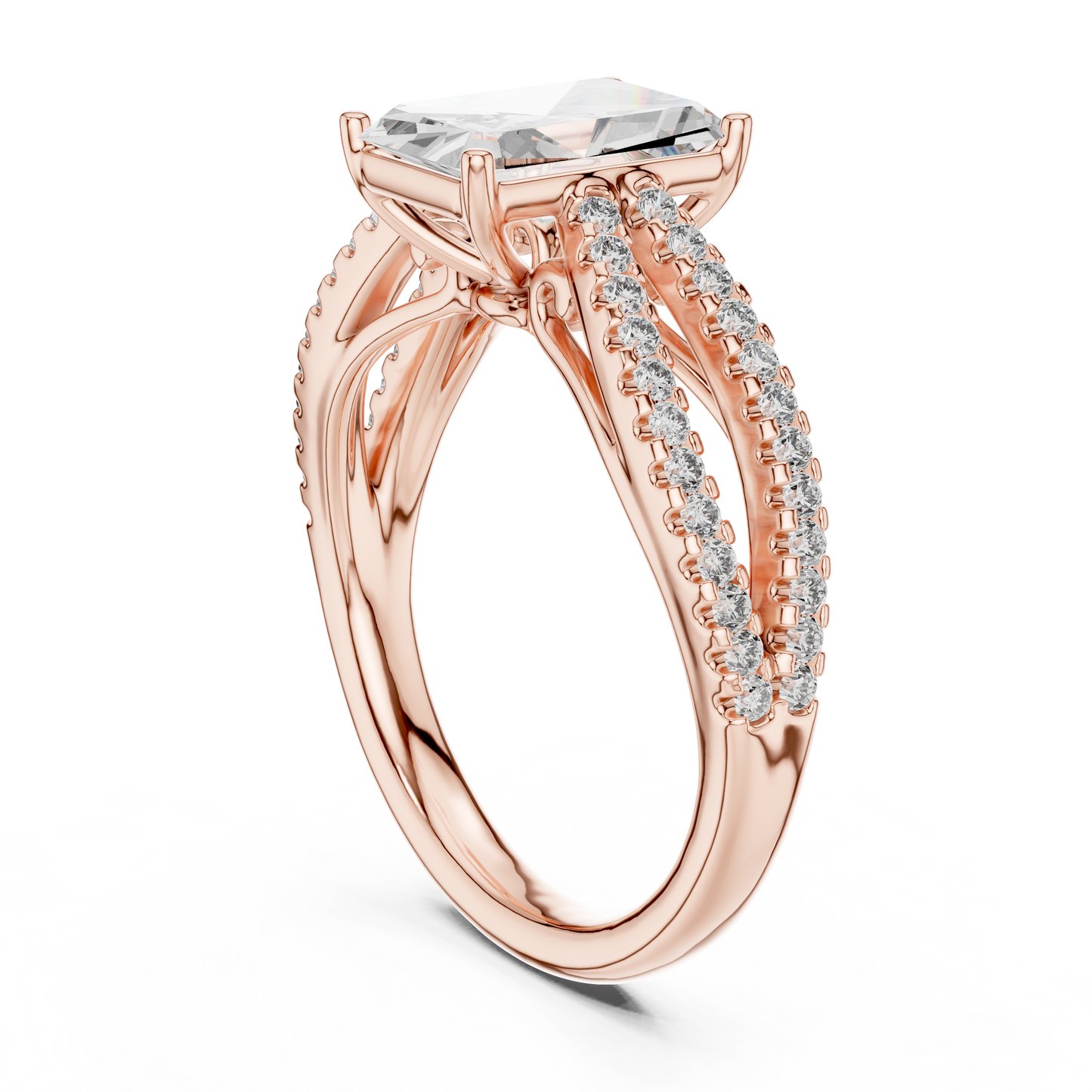 Radiant Lab Grown Diamond Infinite Criss Cross Split Shank Ring