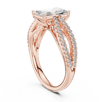 Radiant Lab Grown Diamond Infinite Criss Cross Split Shank Ring