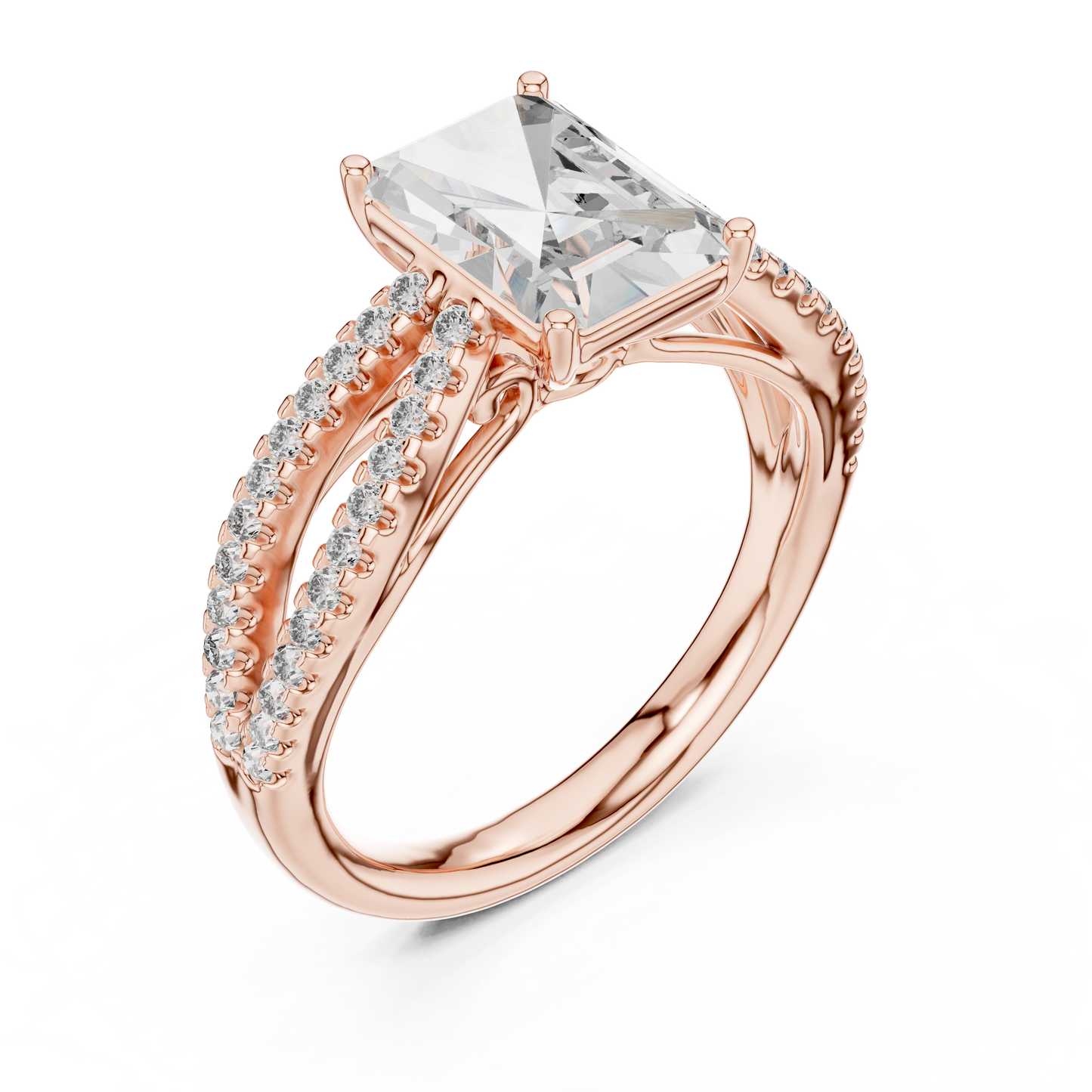 Radiant Lab Grown Diamond Infinite Criss Cross Split Shank Ring