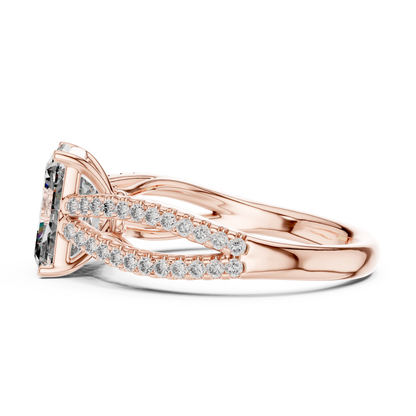 Radiant Lab Grown Diamond Infinite Criss Cross Split Shank Ring