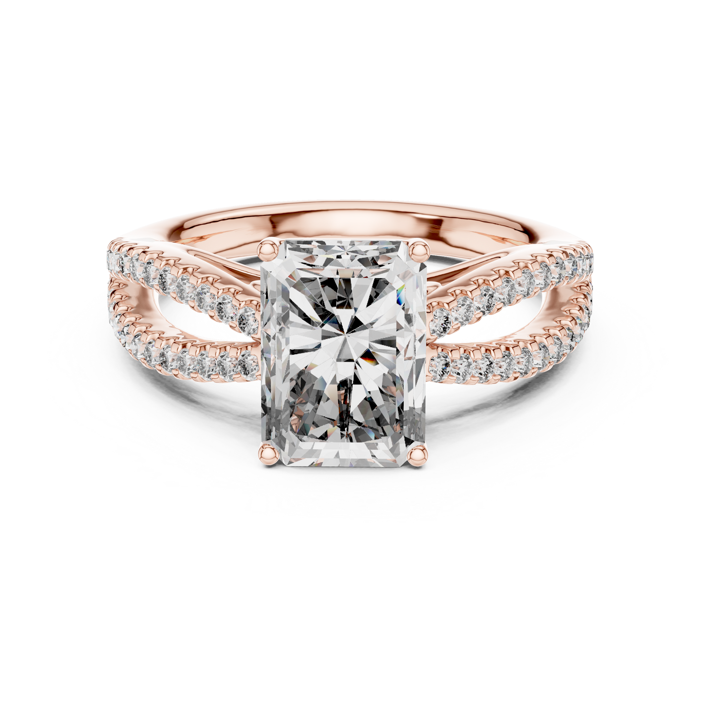 Radiant Lab Grown Diamond Infinite Criss Cross Split Shank Ring