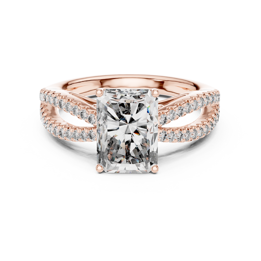 Radiant Lab Grown Diamond Infinite Criss Cross Split Shank Ring