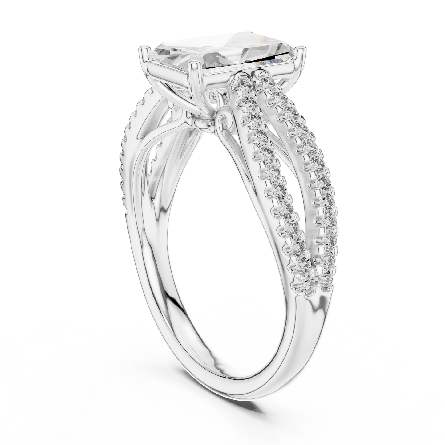 Radiant Lab Grown Diamond Infinite Criss Cross Split Shank Ring