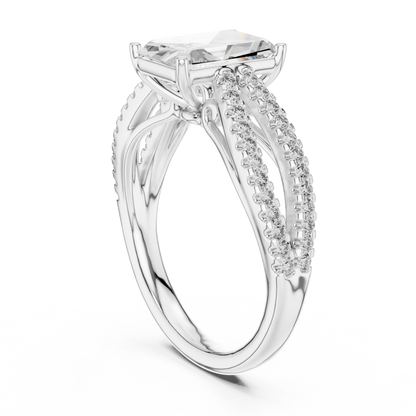 Radiant Lab Grown Diamond Infinite Criss Cross Split Shank Ring