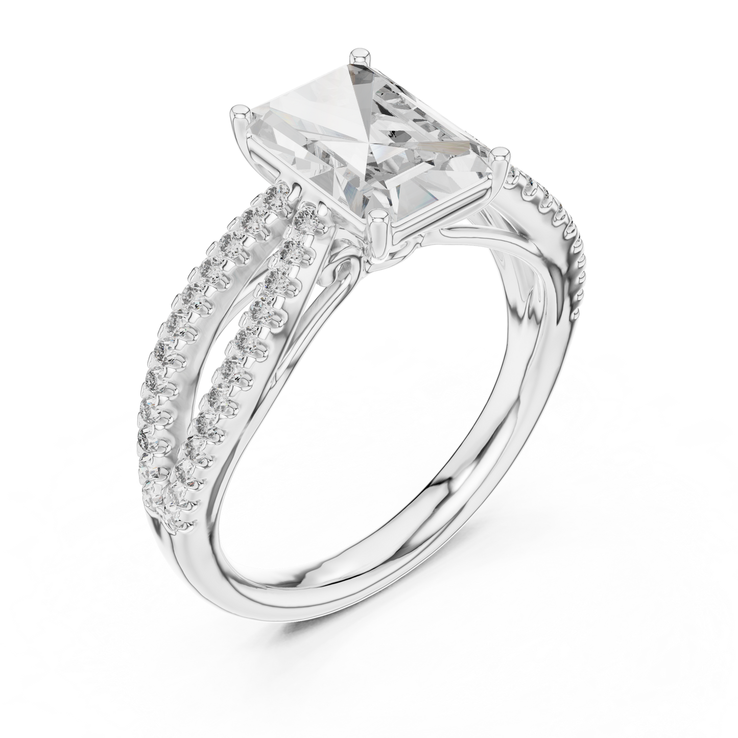 Radiant Lab Grown Diamond Infinite Criss Cross Split Shank Ring