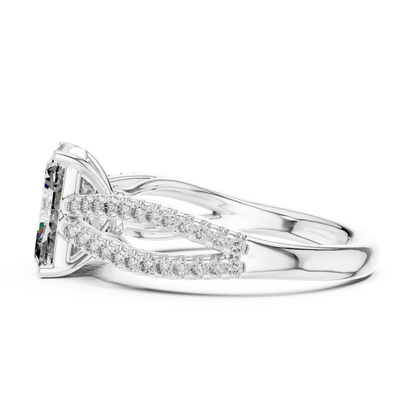Radiant Lab Grown Diamond Infinite Criss Cross Split Shank Ring