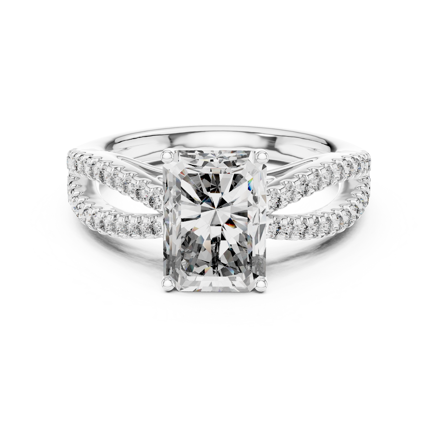 Radiant Lab Grown Diamond Infinite Criss Cross Split Shank Ring