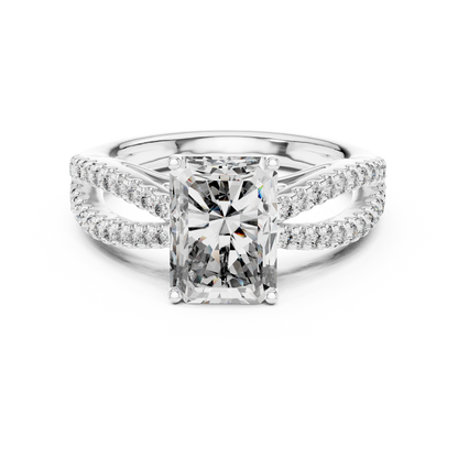 Radiant Lab Grown Diamond Infinite Criss Cross Split Shank Ring
