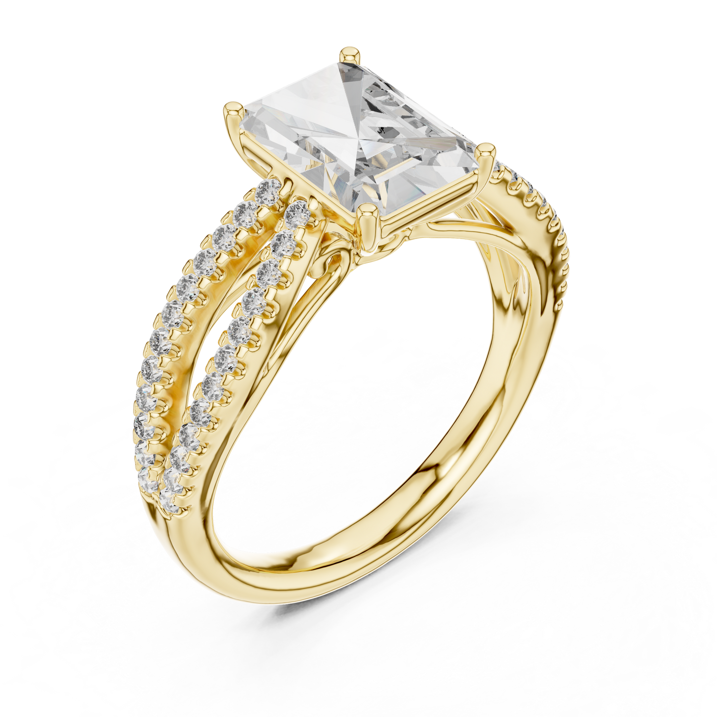 Radiant Lab Grown Diamond Infinite Criss Cross Split Shank Ring