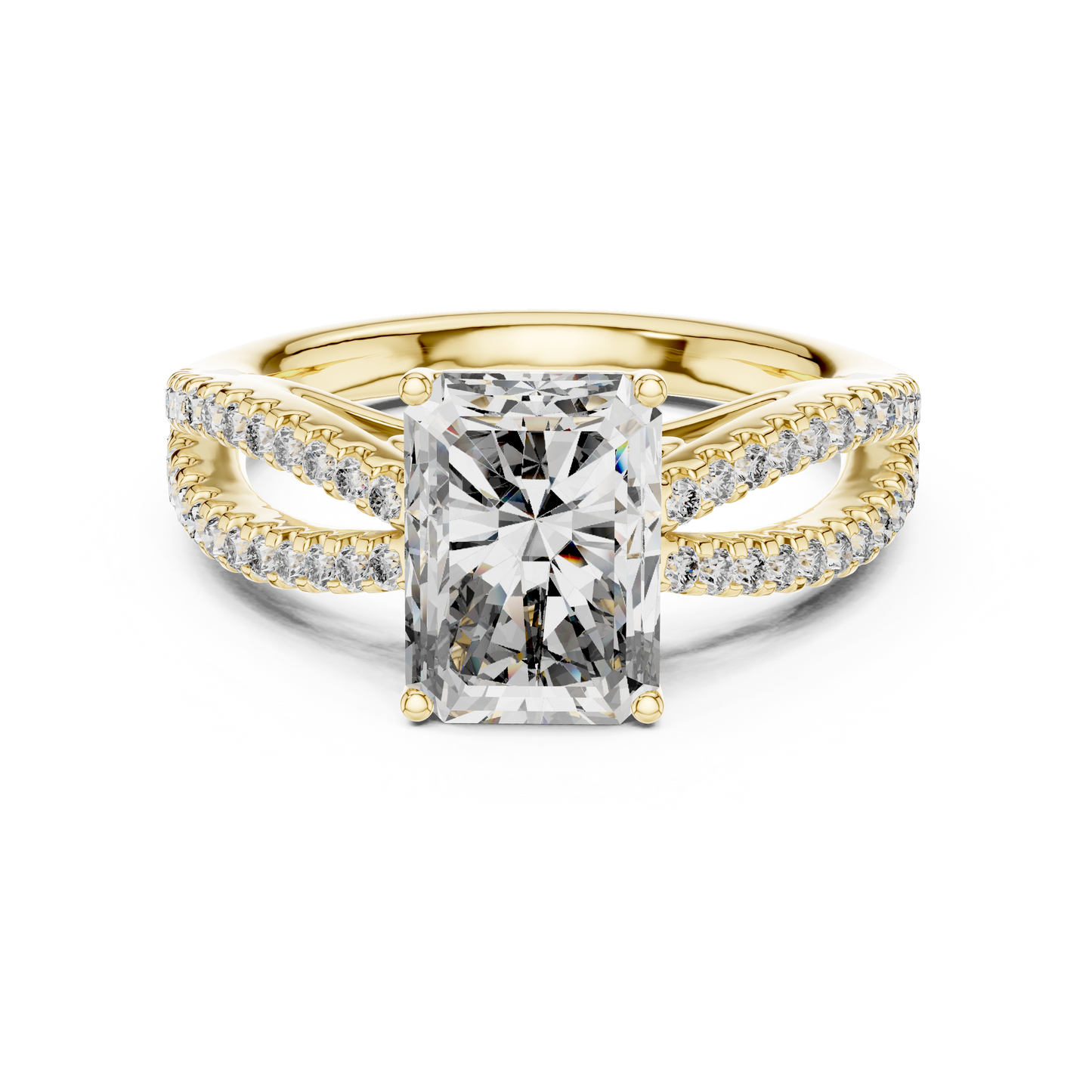 Radiant Lab Grown Diamond Infinite Criss Cross Split Shank Ring