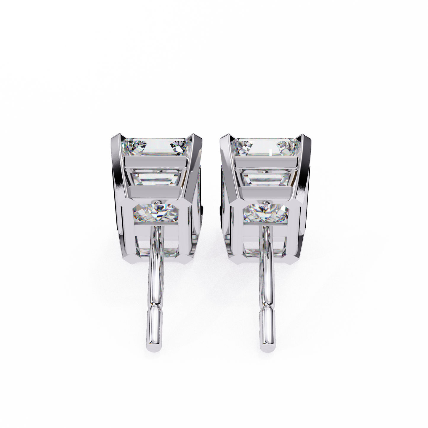 1.2 Ct Emerald Cut Lab Grown Diamond Gold Stud Earring