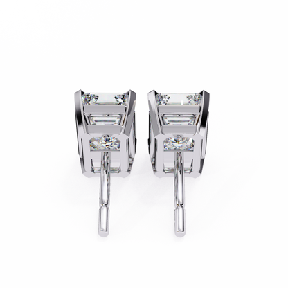 1.2 Ct Emerald Cut Lab Grown Diamond Gold Stud Earring