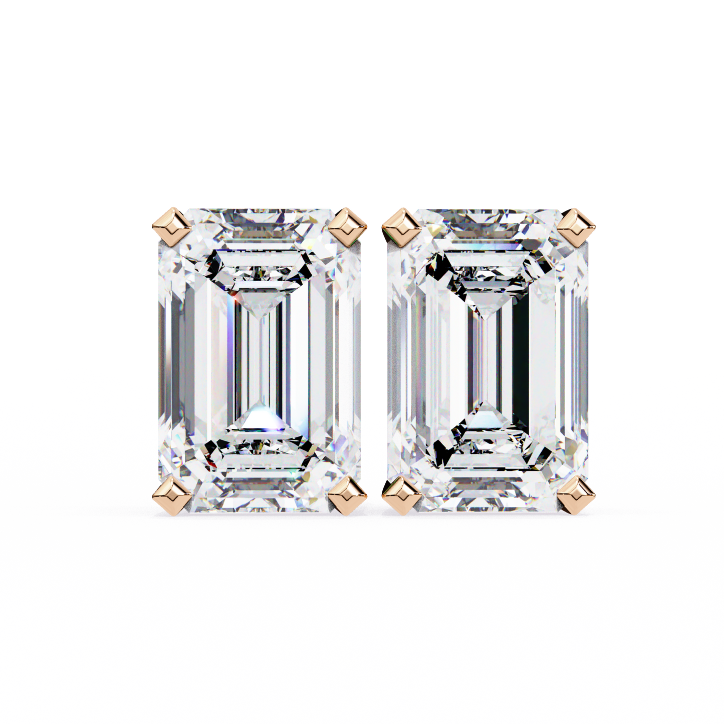 1.2 Ct Emerald Cut Lab Grown Diamond Gold Stud Earring