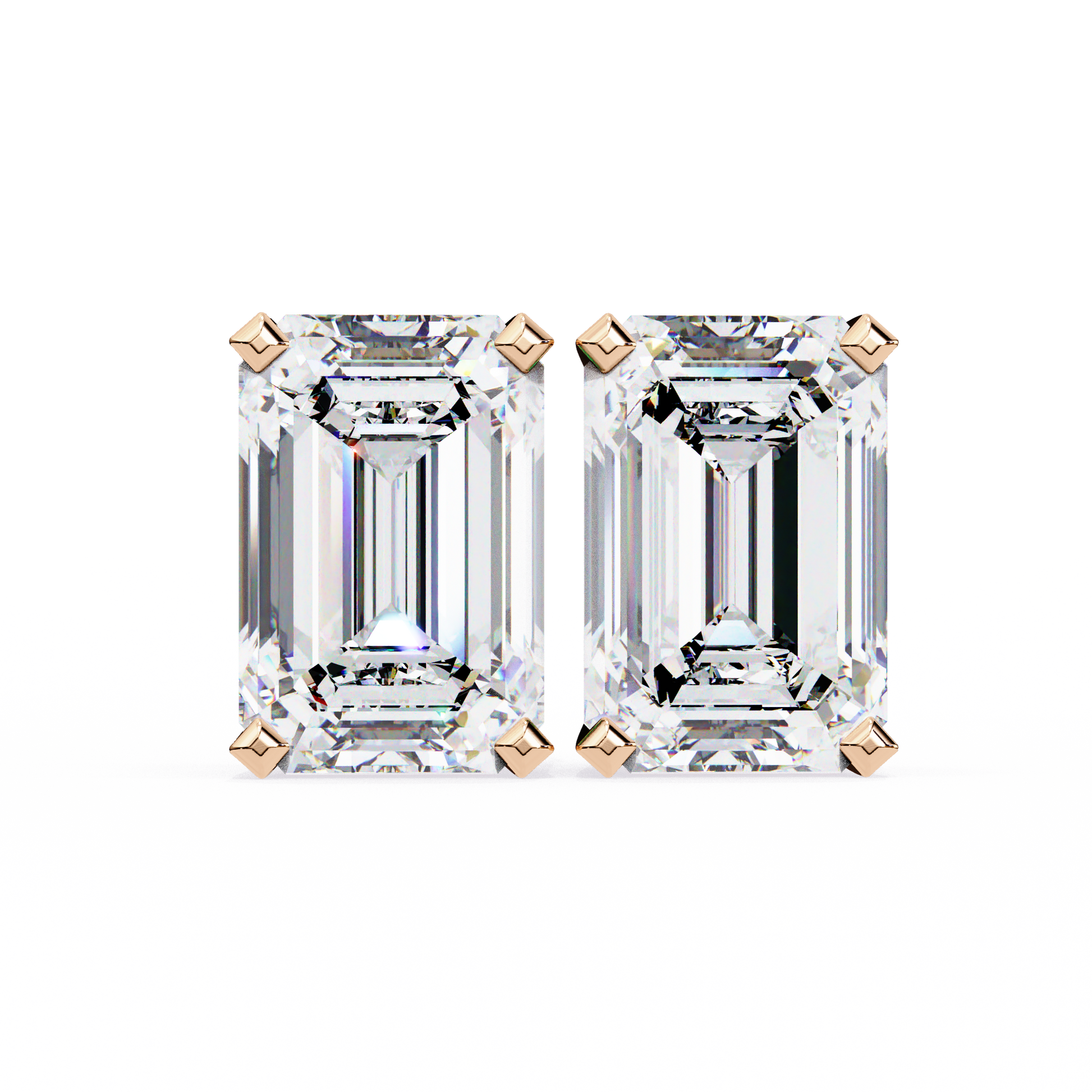 1.2 Ct Emerald Cut Lab Grown Diamond Gold Stud Earring