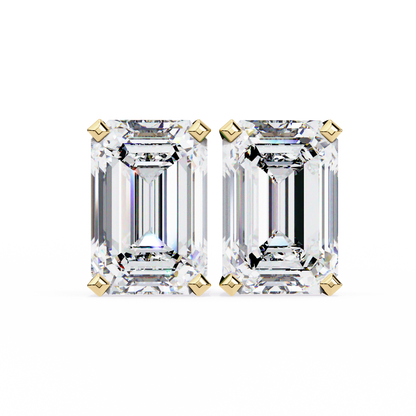 1.2 Ct Emerald Cut Lab Grown Diamond Gold Stud Earring