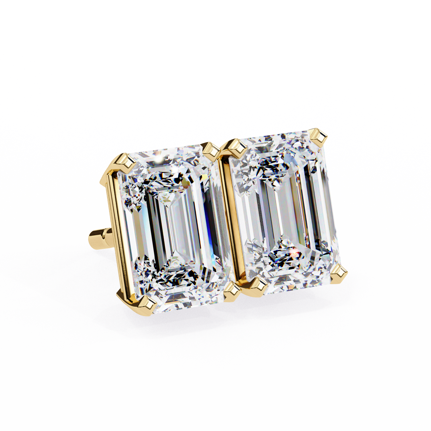 1.2 Ct Emerald Cut Lab Grown Diamond Gold Stud Earring