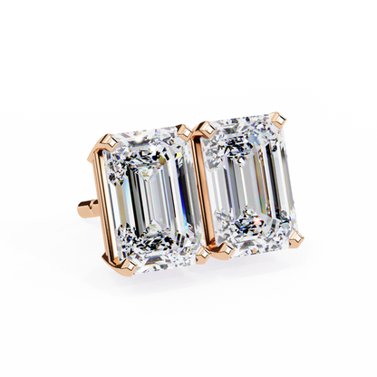 1.2 Ct Emerald Cut Lab Grown Diamond Gold Stud Earring