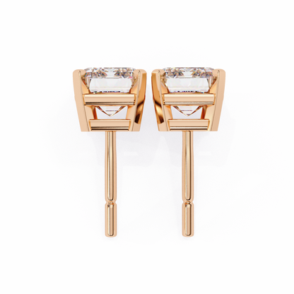 1.2 Ct Emerald Cut Lab Grown Diamond Gold Stud Earring