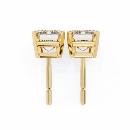 1.2 Ct Emerald Cut Lab Grown Diamond Gold Stud Earring