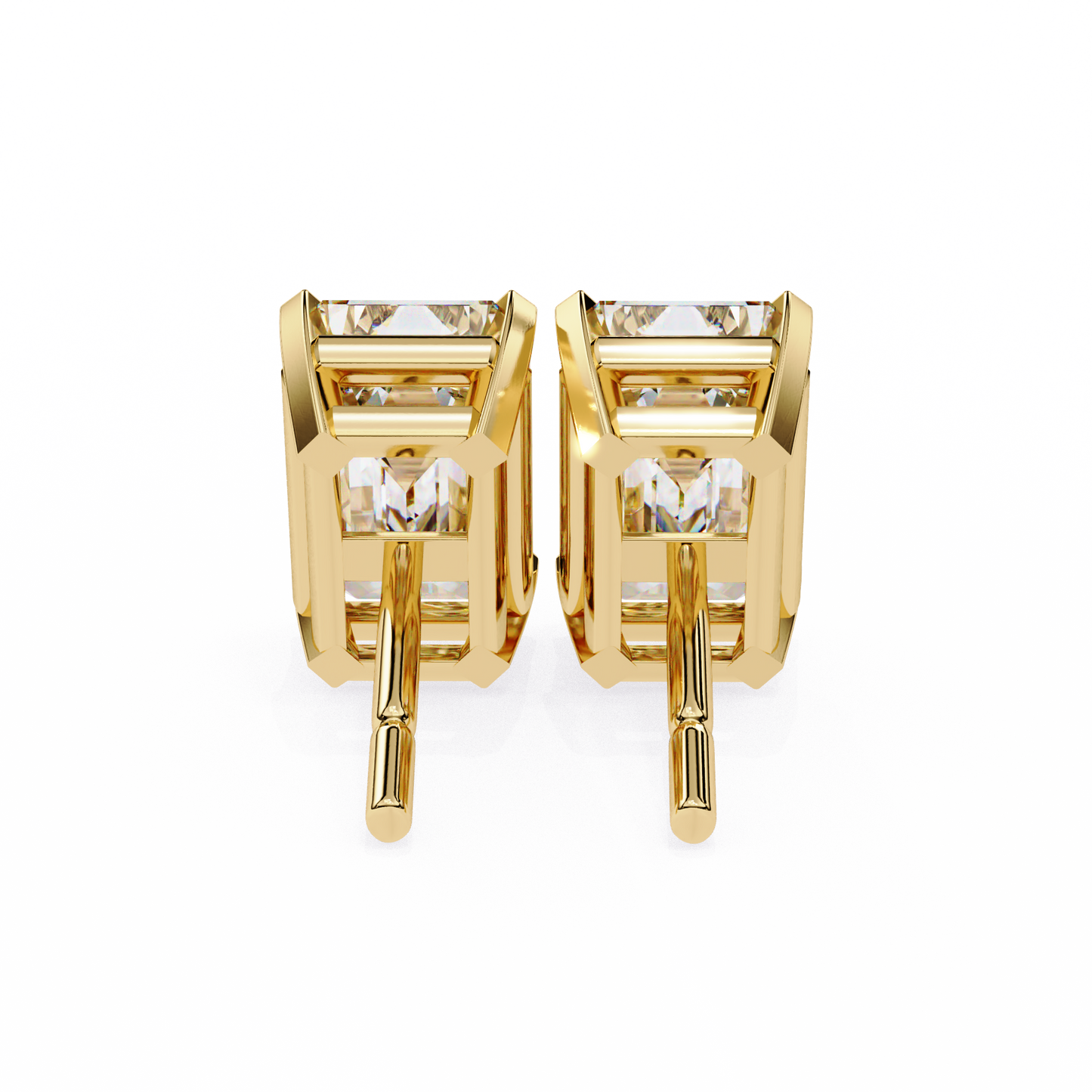 1.2 Ct Emerald Cut Lab Grown Diamond Gold Stud Earring