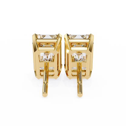 1.2 Ct Emerald Cut Lab Grown Diamond Gold Stud Earring