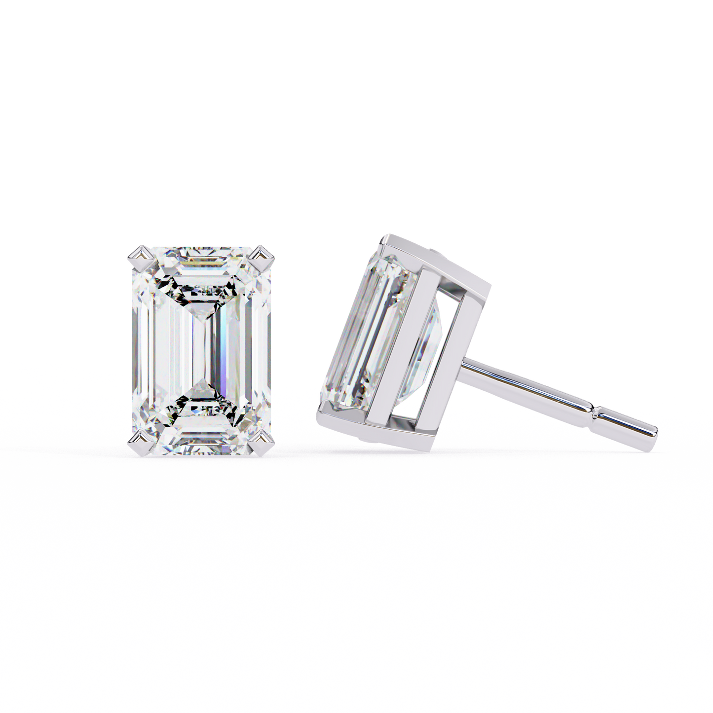 1.2 Ct Emerald Cut Lab Grown Diamond Gold Stud Earring