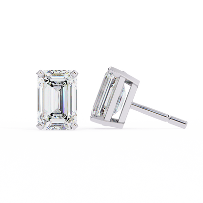 1.2 Ct Emerald Cut Lab Grown Diamond Gold Stud Earring