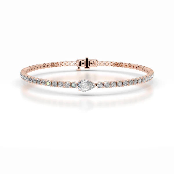 Pear Cut Moissanite Silver Tennis Bracelet