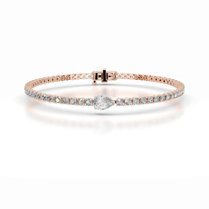 Pear Cut Moissanite Silver Tennis Bracelet