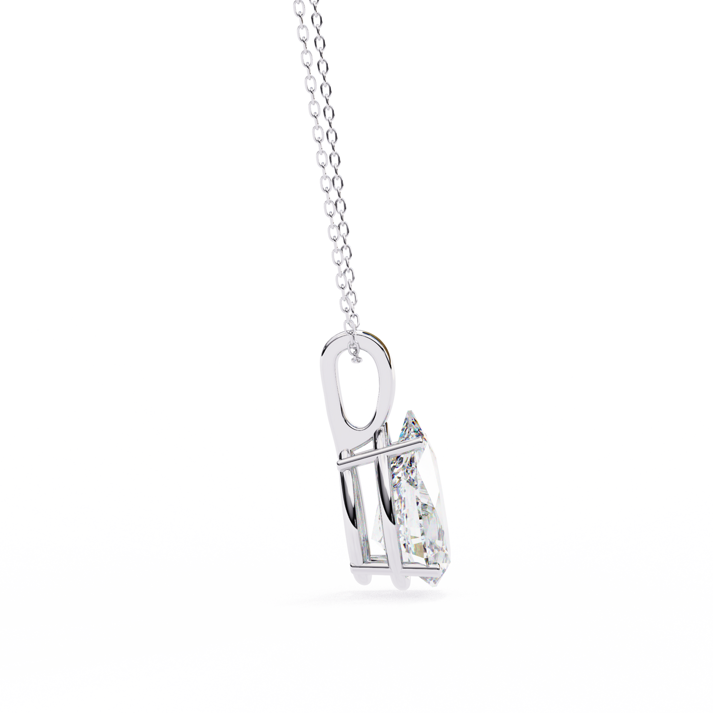 2.06 CT Pear Cut Lab Grown Diamond Four Prong Pendant