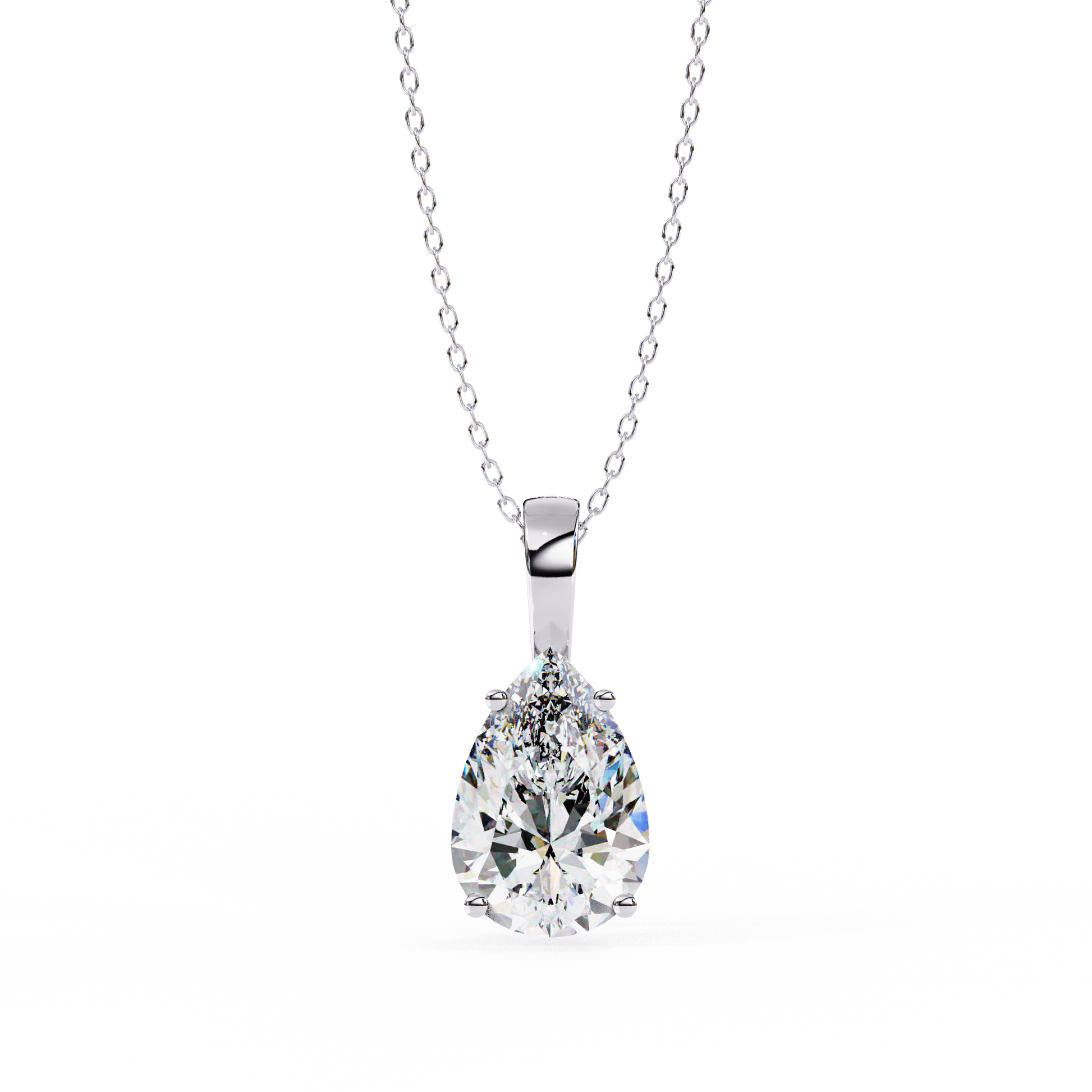 2.06 CT Pear Cut Lab Grown Diamond Four Prong Pendant