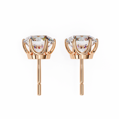 1.28 Ct Round Cut Lab Grown Diamond Rose Gold Stud Earring