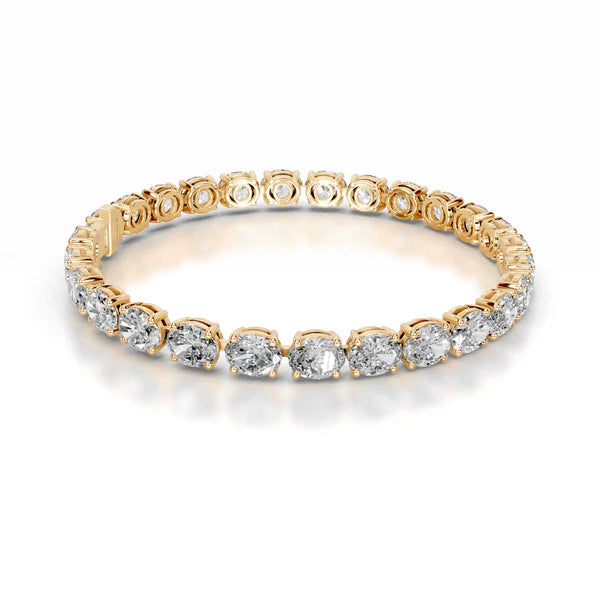 13.0 CTW Oval Cut Moissanite Silver Tennis Set Bracelet