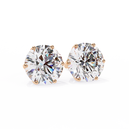 1.28 Ct Round Cut Lab Grown Diamond Rose Gold Stud Earring