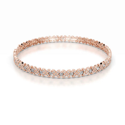 Round Cut Moissanite Clover Shape Silver Tennis Bracelet