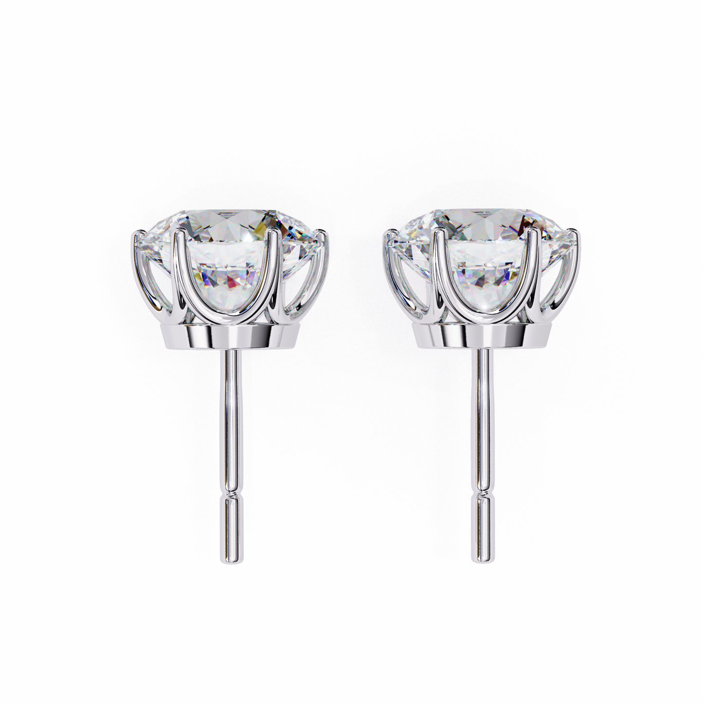 1.28 Ct Round Cut Lab Grown Diamond Rose Gold Stud Earring