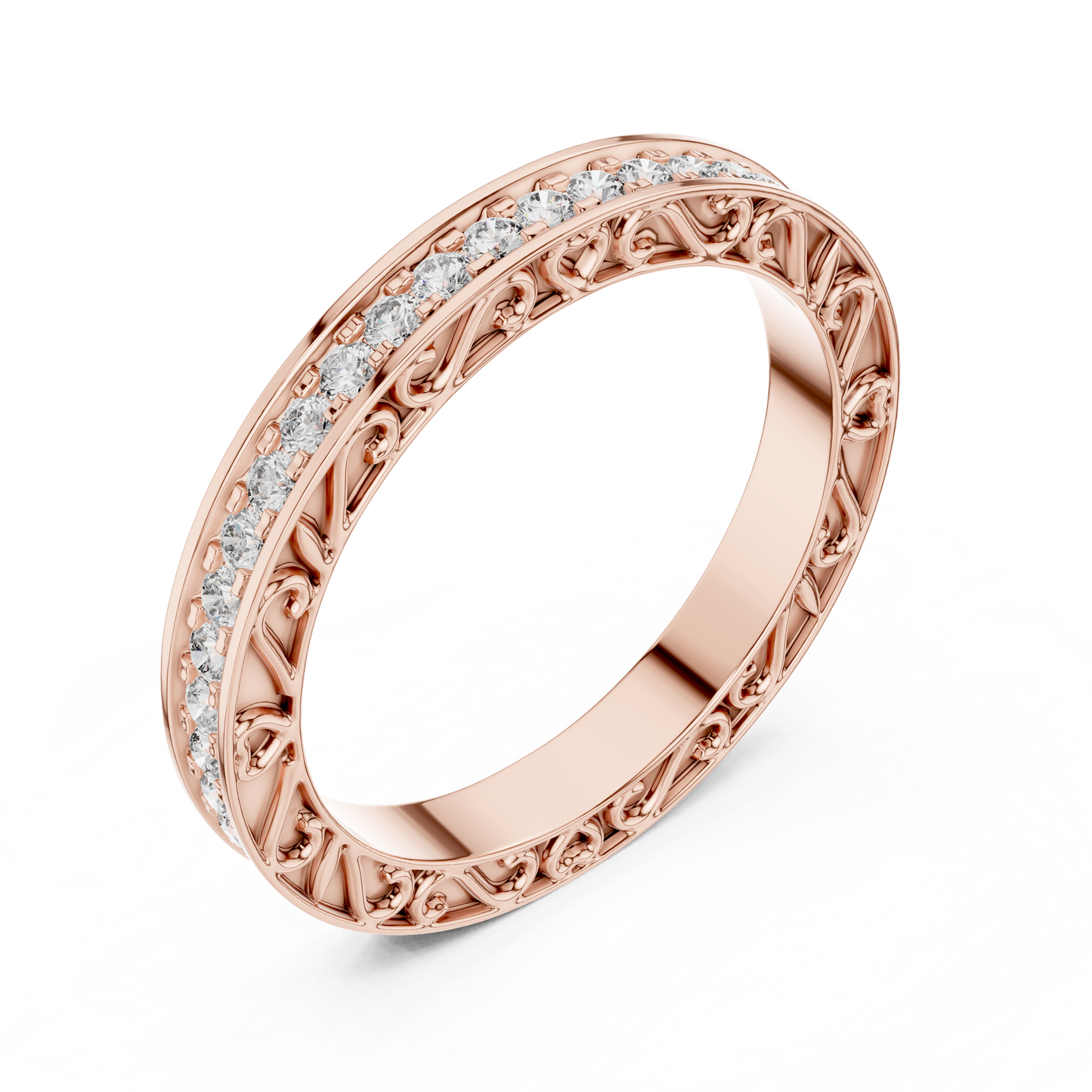 Vintage Inspired Lab Grown Diamond Wedding Band