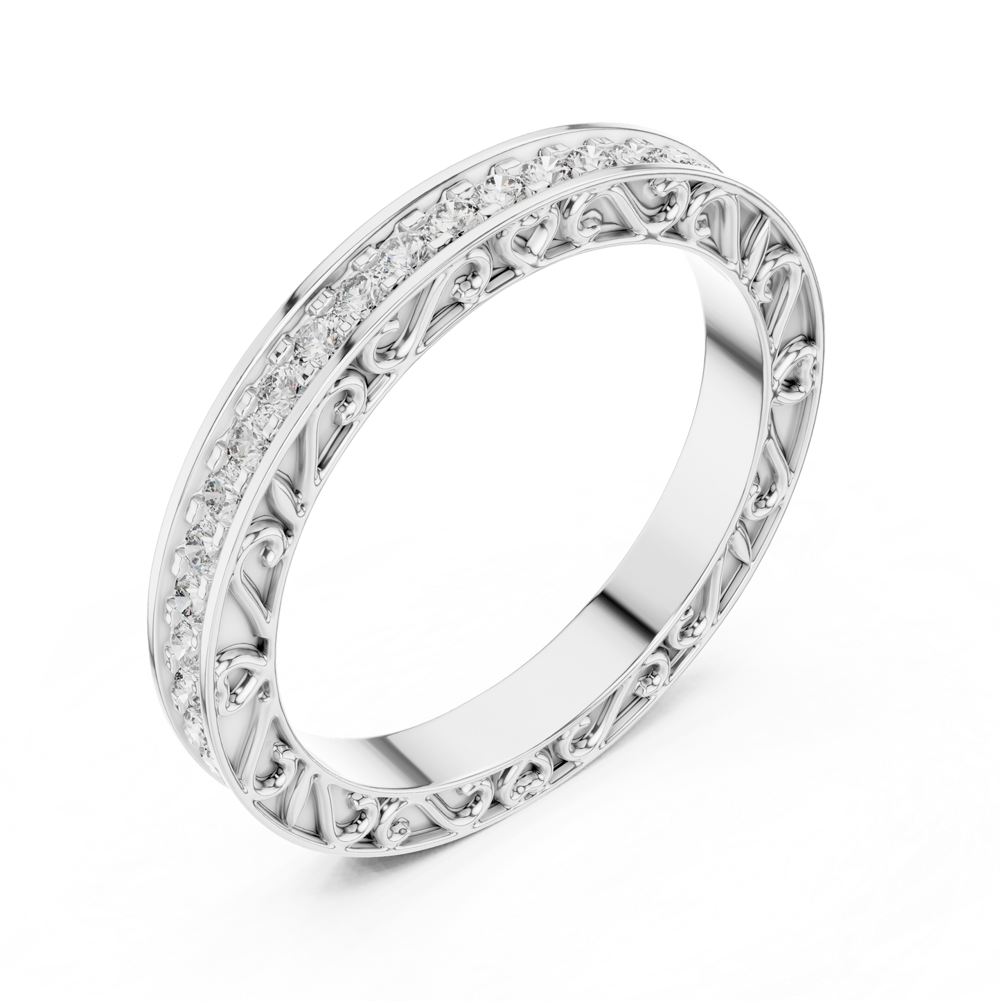 Vintage Inspired Lab Grown Diamond Wedding Band