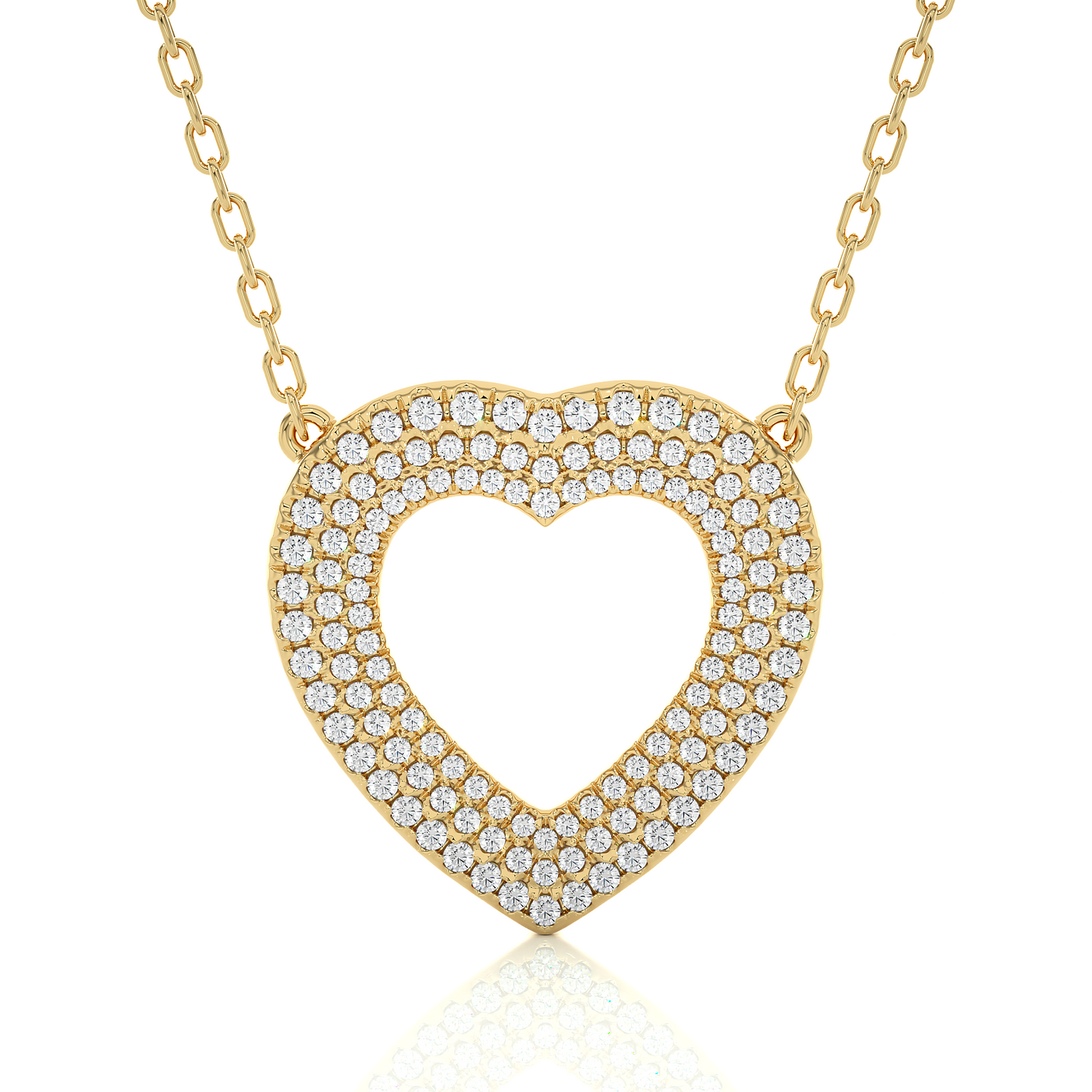 0.73 CTW Round Cut Lab Grown Diamond Heart Shape Micro-pave Pendant