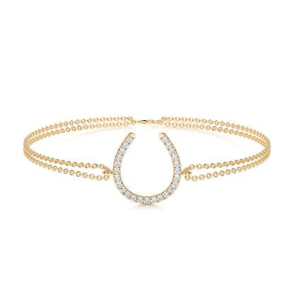 0.2 CTW Round Cut Moissanite Silver Horseshoe Shape Bracelet