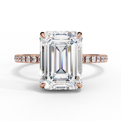 4.0 Ct Emerald Cut Lab Grown Diamond Hidden Halo Engagement Ring