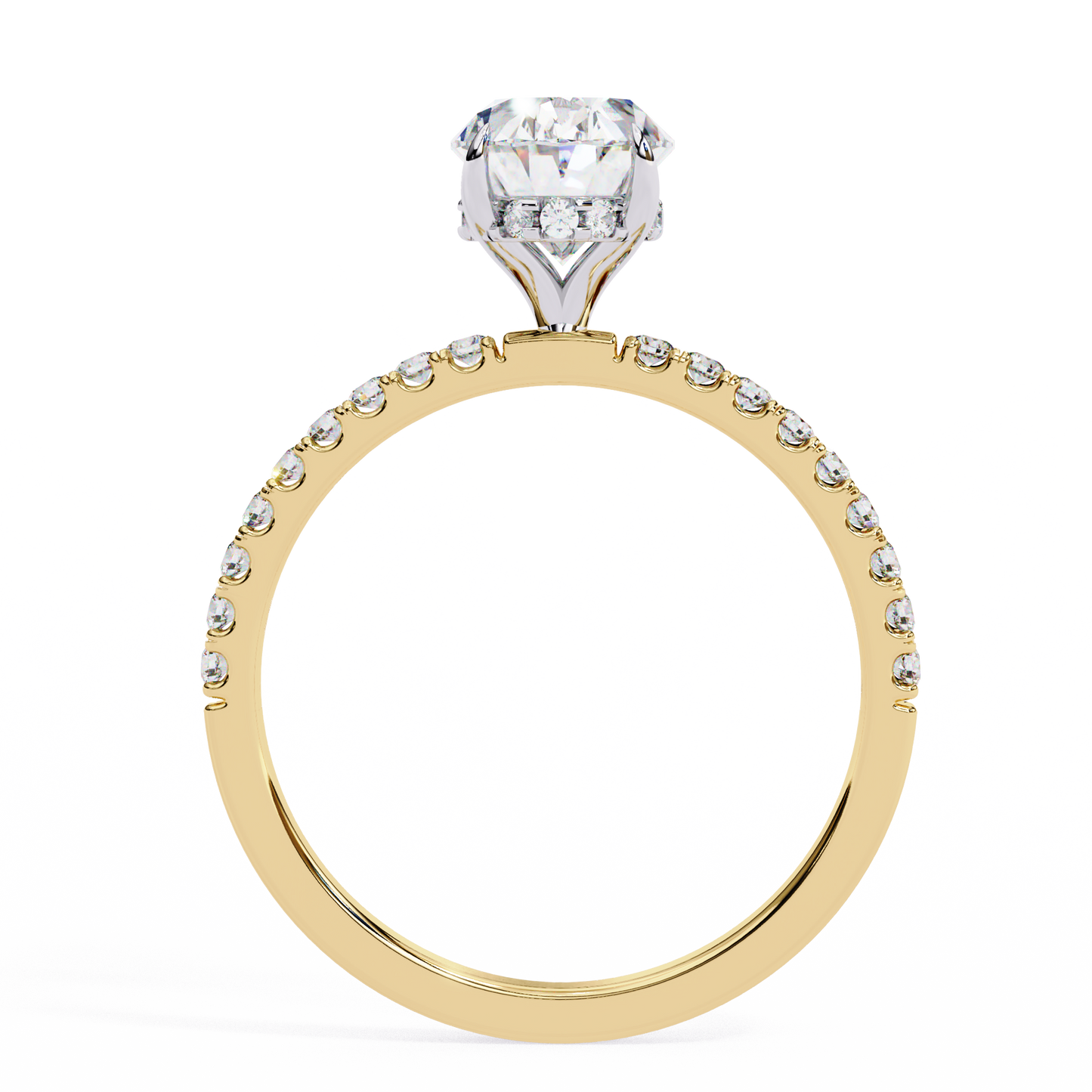 3.5 Ct Oval Cut F-VS1 Lab Grown Diamond Hidden Halo Gold Engagement Ring