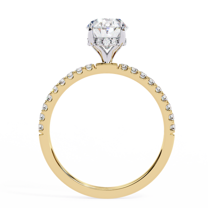 3.5 Ct Oval Cut F-VS1 Lab Grown Diamond Hidden Halo Gold Engagement Ring