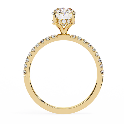 3.5 Ct Oval Cut F-VS1 Lab Grown Diamond Hidden Halo Gold Engagement Ring