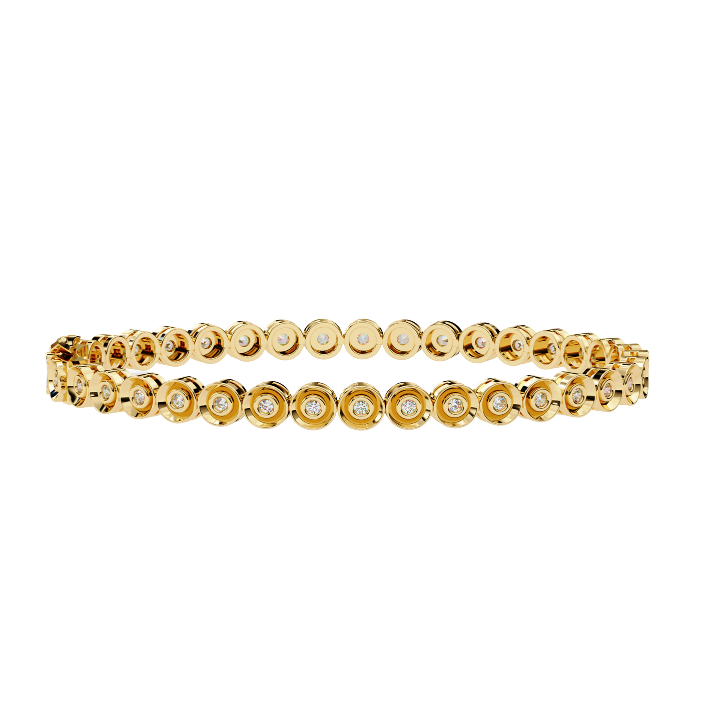 3.0 CTW Round Cut Lab Grown Diamond Bezel Gold Bracelet