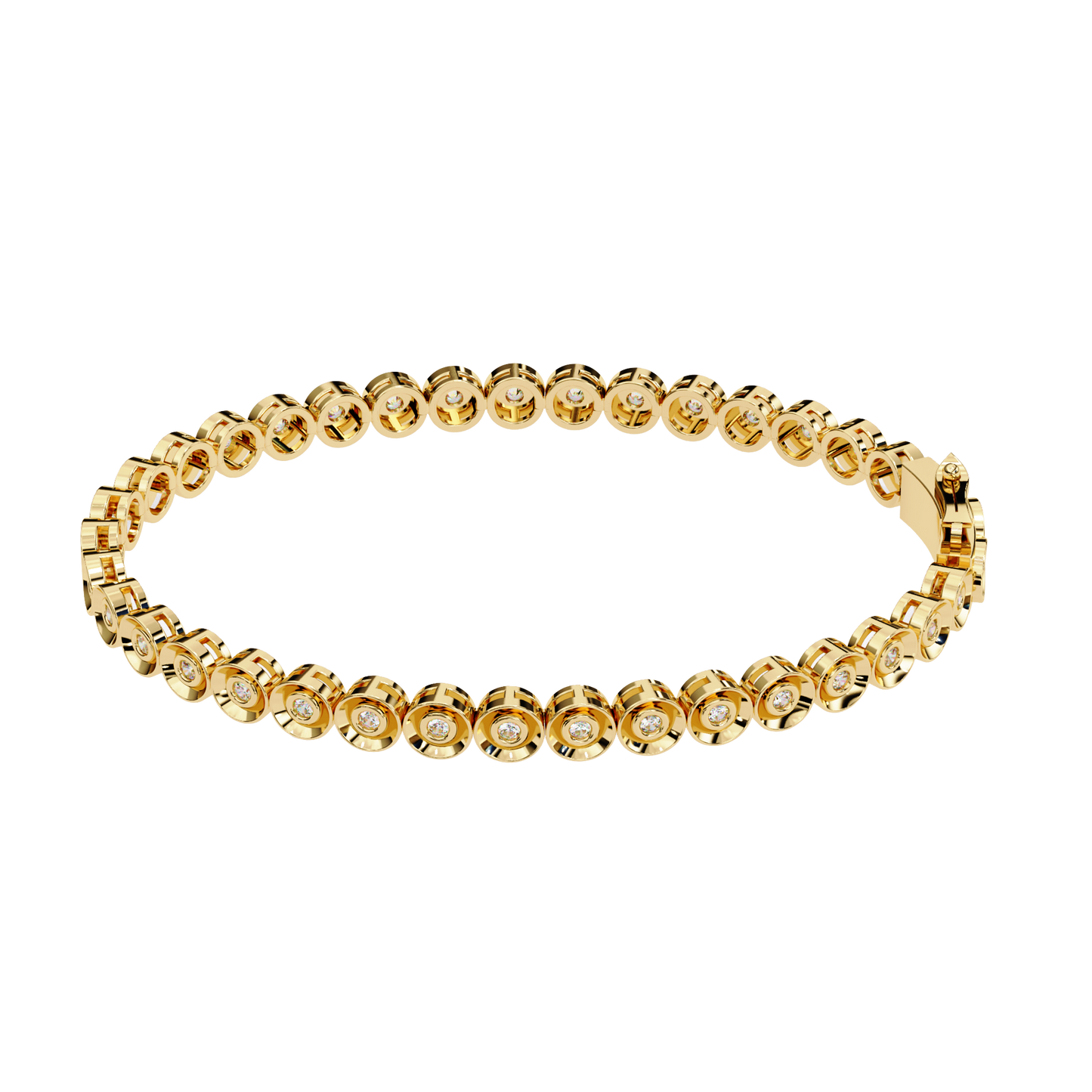 3.0 CTW Round Cut Lab Grown Diamond Bezel Gold Bracelet