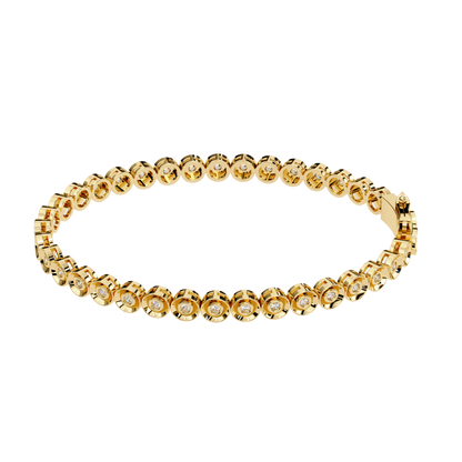 3.0 CTW Round Cut Lab Grown Diamond Bezel Gold Bracelet