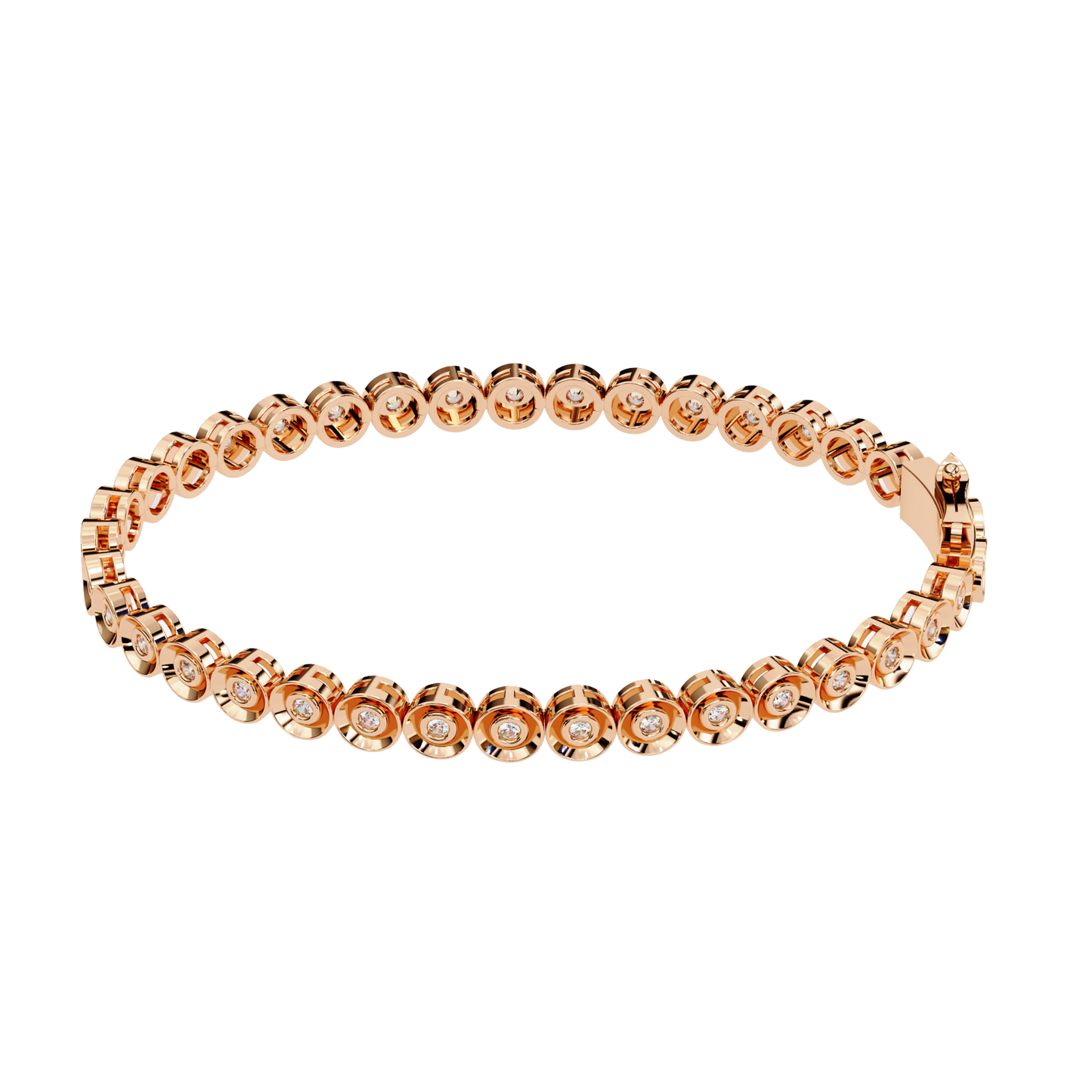 3.0 CTW Round Cut Lab Grown Diamond Bezel Gold Bracelet